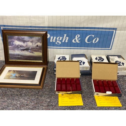 474 - Framed spitfire prints and box of NOS light lenses - 10