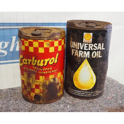 515 - 5 Gallon oil drums - Shell and Carburol - 2