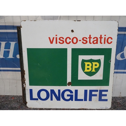 527 - Post mounted double sided enamel sign - BP Long Life 20