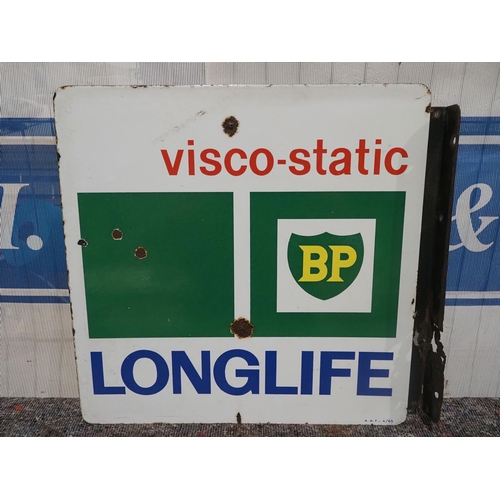 527 - Post mounted double sided enamel sign - BP Long Life 20