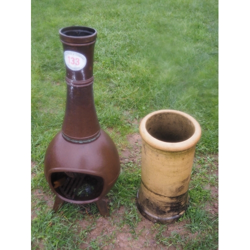 133 - Chimenea and chimney pot