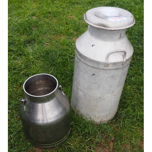 183 - Galvanised milk churn and stainless steel butter churn