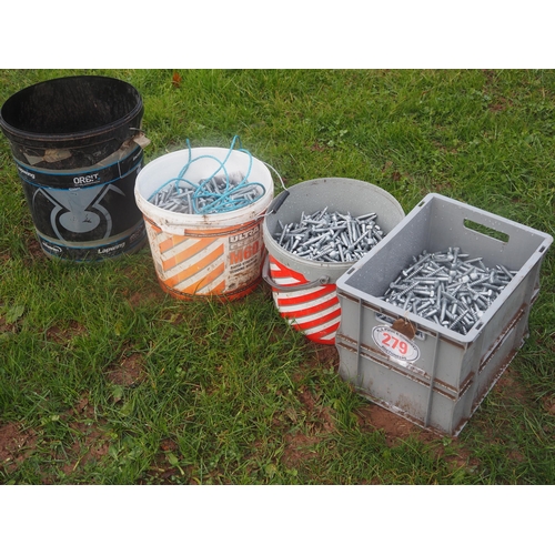 279 - 4 Buckets of galvanised screws