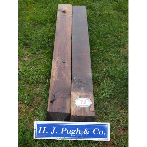 72 - Pair of wooden fence posts 5ft