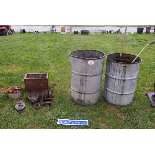 93 - Galvanised bins and pulleys