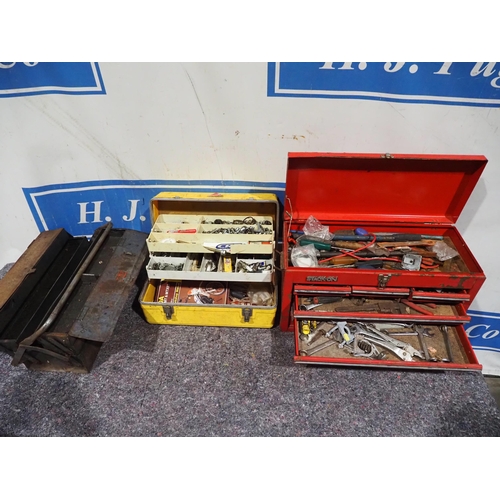 481 - Stack on metal tool cabinet and contents and 2 others