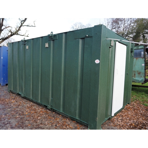 1298 - Steel cabin toilet block 17ft with 2 showers. Totally refurbished, electrics working. Keys in office