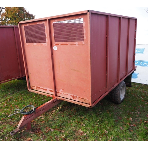 1308 - Single axle harvester trailer. C/w roller