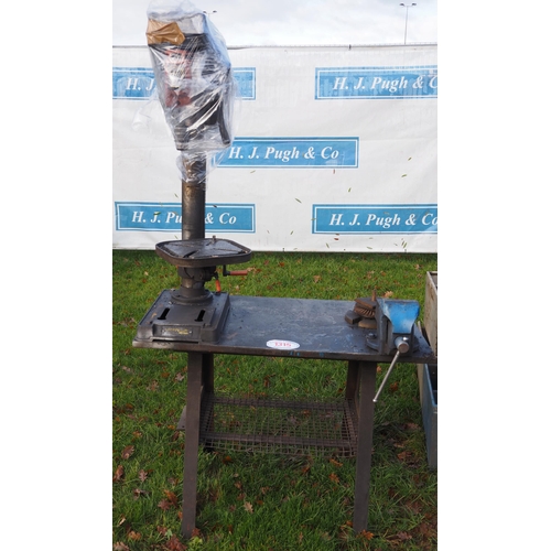 1315 - Steel bench with pillar drill and vice