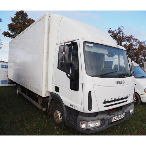 1322 - Iveco Euro Cargo 75E17 lorry with container. Driven from Bristol to sale site. Reg. MX55 VXE. Old V5... 