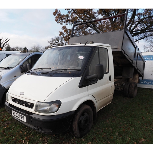 1323 - Ford Transit 90T360 tipper. MOT until 7/7/24. Reg. BX02 FPT. V5 and key in office