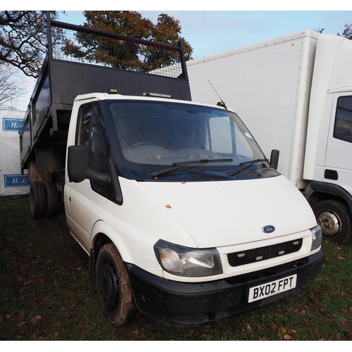 1323 - Ford Transit 90T360 tipper. MOT until 7/7/24. Reg. BX02 FPT. V5 and key in office