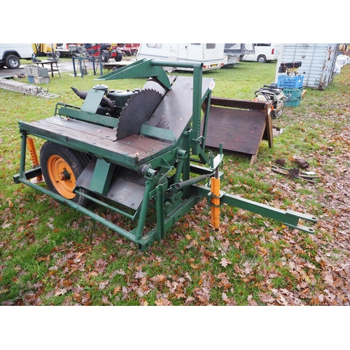 1366 - Mobile sawbench with Lister diesel electric start engine. Good order. Key in office