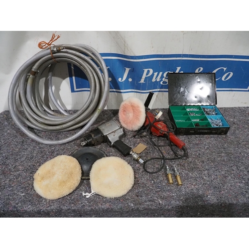 652 - Car polisher, screws, air tool and hose