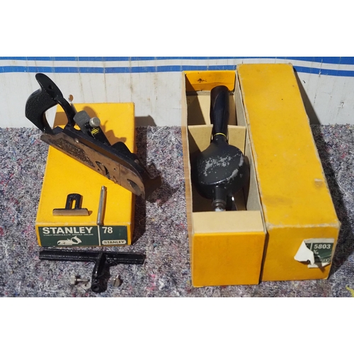 406 - Stanley No. 78 plane, Stanley 5803 plane and Stanley hand drill