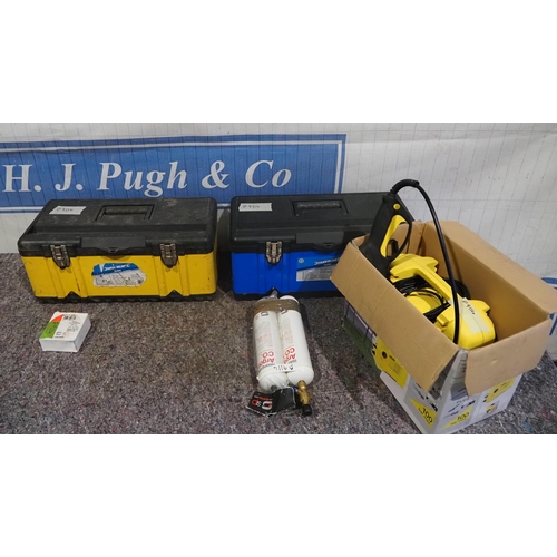 520 - 2 Toolboxes, Karcher pressure washer, welding wire and welding gas