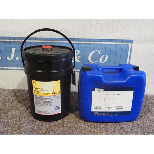 542 - Drum of Shell SAE 30 engine oil and Ecocool SD cutting fluid 20l
