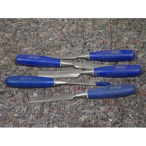 718 - Set of 5 Marples bevel edge firmer chisels 1/4