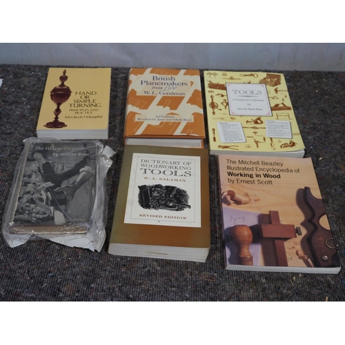 797 - 6 Woodworking books to include Dictionary of woodworking tools, British plane makers and Hand or sim... 