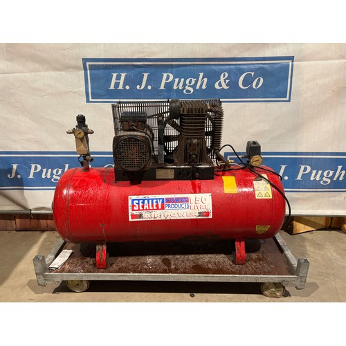 879 - Sealey 150 litre air compressor, single phase