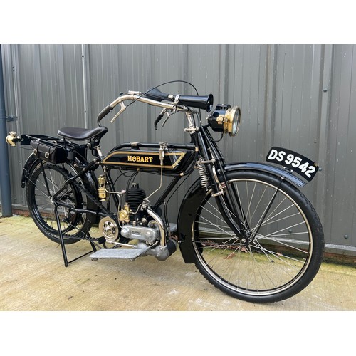 820 - Hobart 2 Speed Flat Tank motorcycle. 1915. 243cc
Frame No- 77466
Engine No- 06856
Believed to be the... 