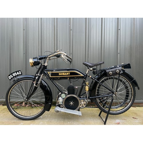 820 - Hobart 2 Speed Flat Tank motorcycle. 1915. 243cc
Frame No- 77466
Engine No- 06856
Believed to be the... 