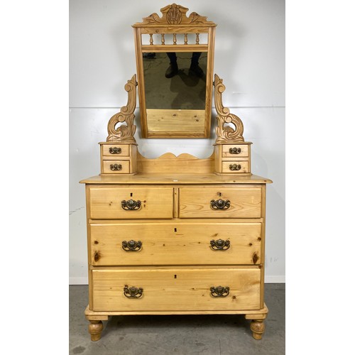 528 - Pine dressing chest of drawers with swing mirror H31