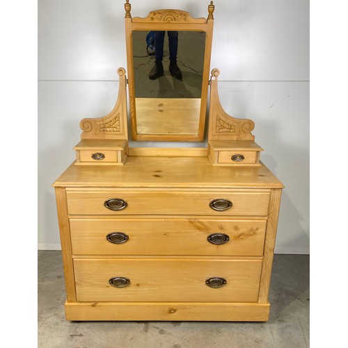 527 - Pine dressing chest of drawers with swing mirror H32