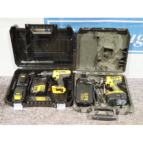 898 - DeWalt 18v drills in box with chargers and batteries. - 2