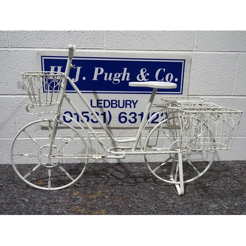 360 - White metal bike garden ornament 34