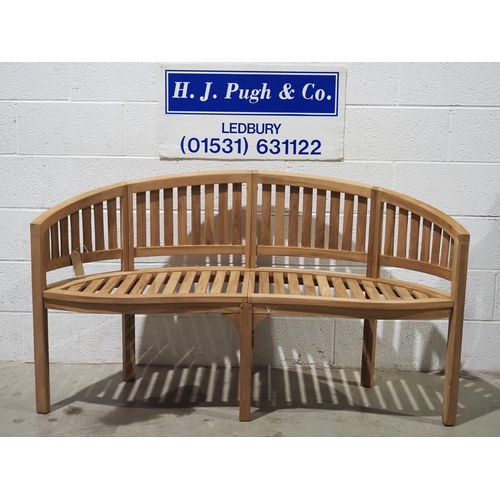 362 - Hardwood kidney shaped bench 5ft