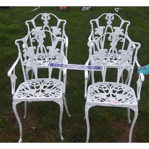 147 - Set of 4 metal garden chairs