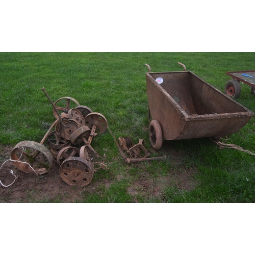 287 - Cast iron wheels and feed bin