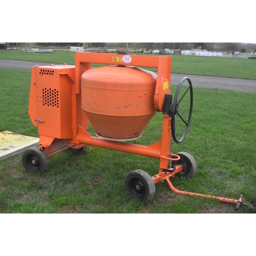 299 - Belle diesel cement mixer. Flat battery. Very light use. Key in office