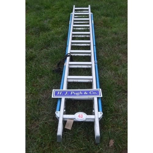 43 - Aluminium double extending ladder