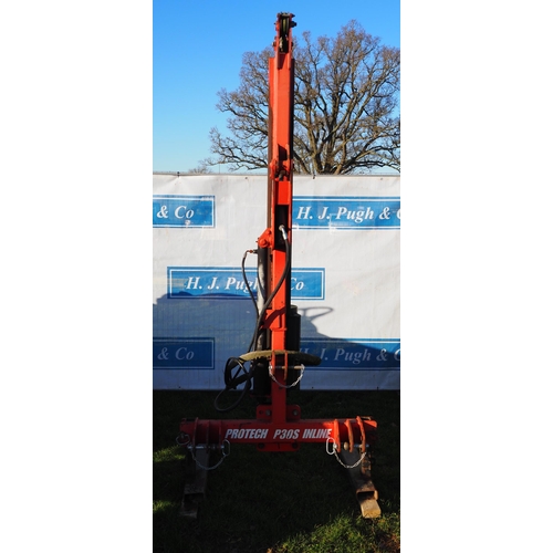 1324 - Protech P305 Inline post rammer. Cat 1 & 2 linkage. Hydraulic tele-mast. Can use 10ft posts.