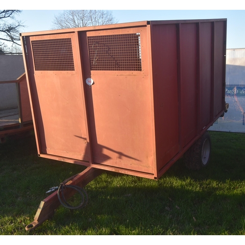 1446 - Single axle harvester trailer. C/w roller