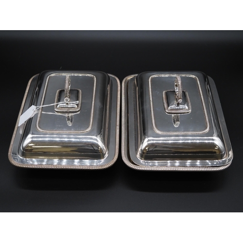 302 - Pair of silver plated lidded serving dishes