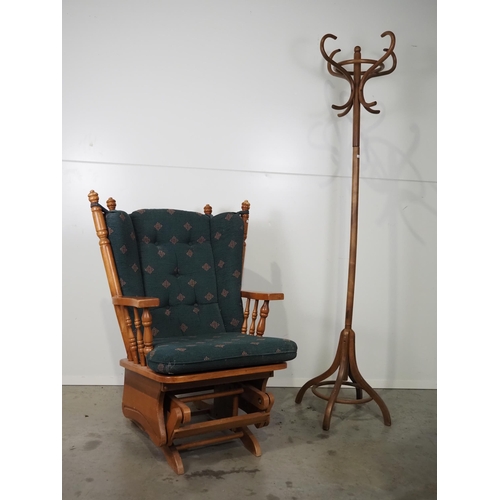 523 - Pennsylvania House rocking chair and bentwood coat stand