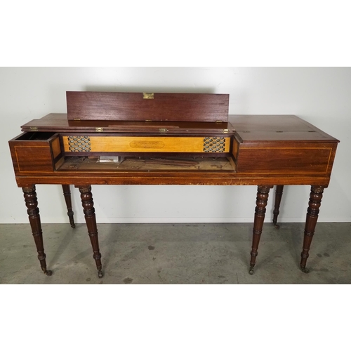 588 - Square piano by T. Butcher of London in mahogany.  H34