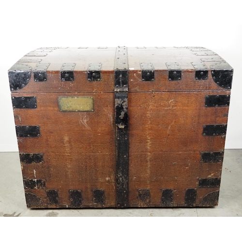 566 - Oak silver chest with iron fittings and brass name plate H27