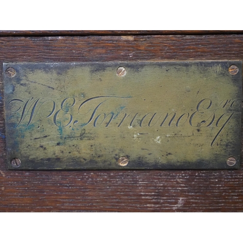 566 - Oak silver chest with iron fittings and brass name plate H27