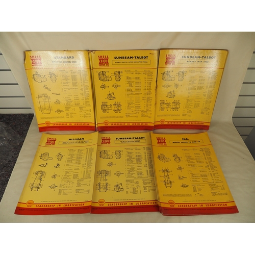 167 - Shell X-100 lubrication charts to include M.G., Sunbeam-Talbot, Hillman, etc. - Approx. 25