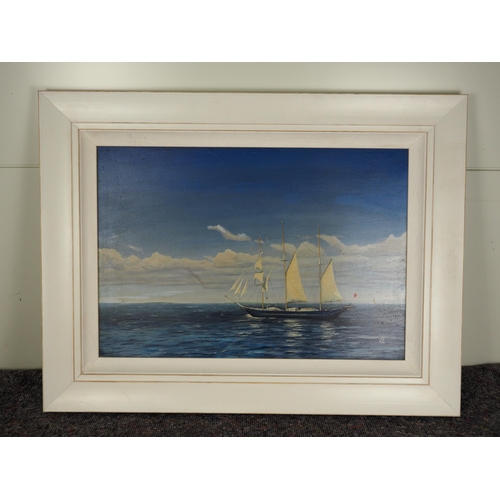 371 - Original oil on board sailing boat signed Mark Cotterell 16