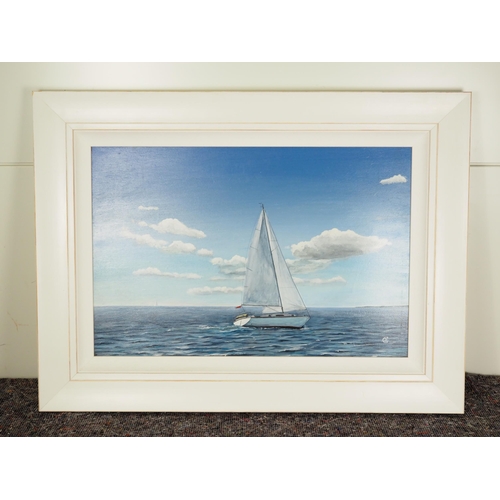 372 - Original oil on board sailing boat signed Mark Cotterell 16