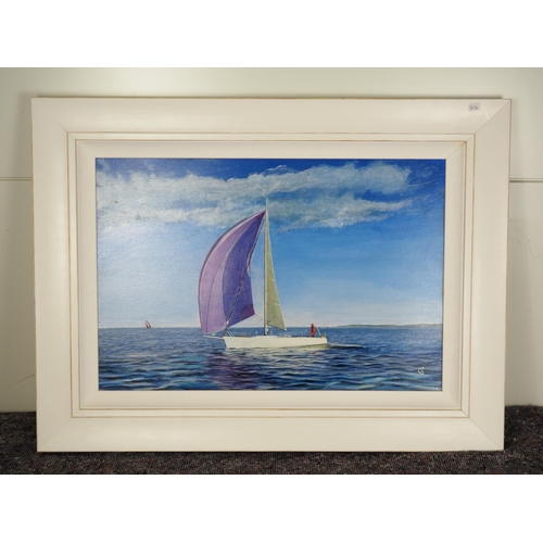 373 - Original oil on board sailing boat signed Mark Cotterell 16