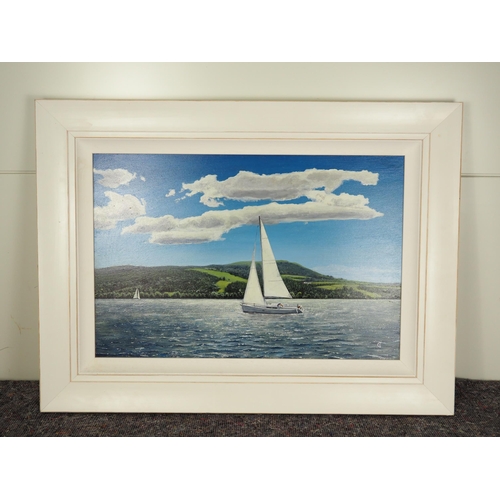 374 - Original oil on board sailing boat signed Mark Cotterell 16