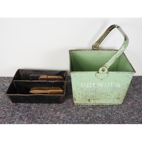 459A - Shoe brushes in enamel bucket