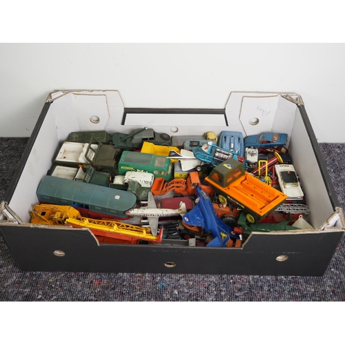 470 - Box of vintage toy vehicles to include Triang and Dinky