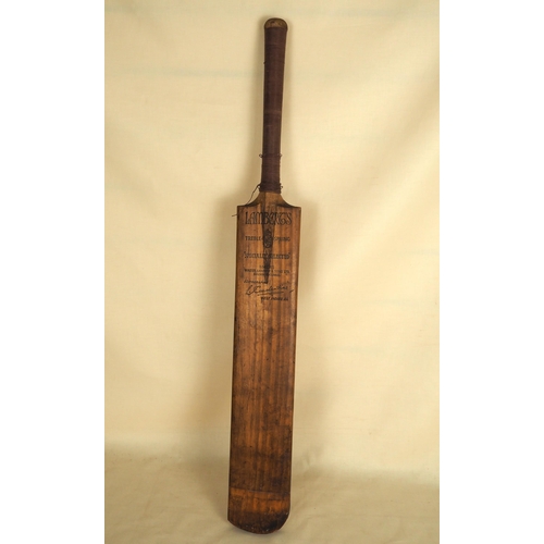 399 - Lamberts treble spring cricket bat circa 1927 autographed by Learie Constantine